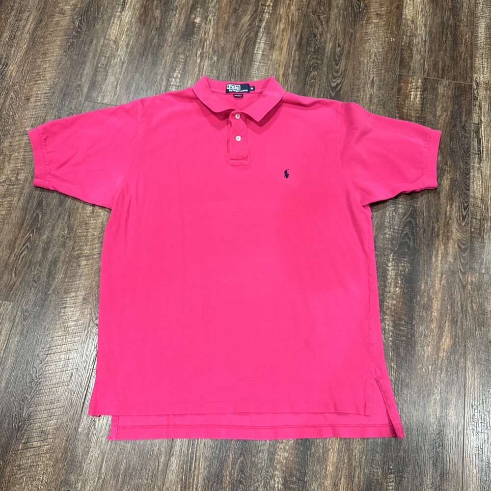 VINTAGE POLO RALPH lauren Men's Pink Polo shirt TEXTURED size XL